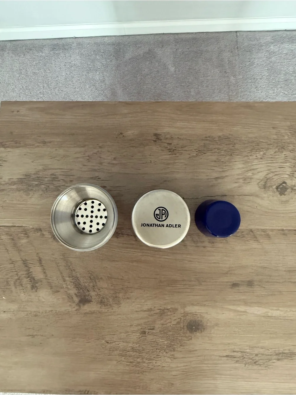 Jonathan Adler Striped Blue and Pink Cocktail Shaker -